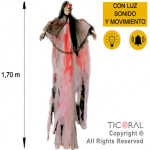 MU�ECO FANTASMA ENCADENADO CON LUZ MOVIMIENTO Y SONIDO 175 CM HALLOWEEN X 1